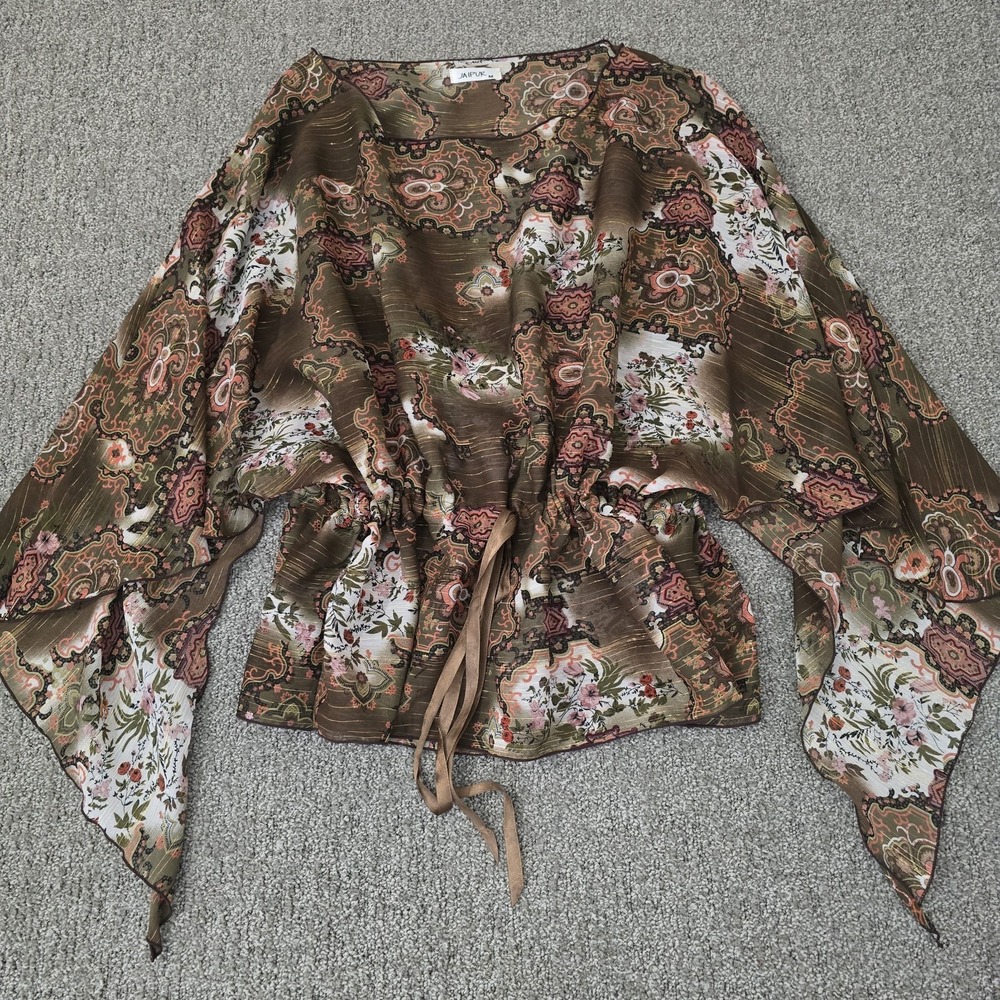 Jaipur Sheer Floral Fairy Top Womens M Flutter Sleeve Whimsigoth Y2K Goth‎